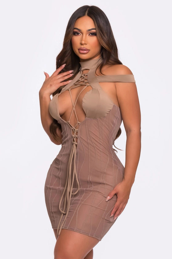 Sexy She Approves Choker Neck Dress