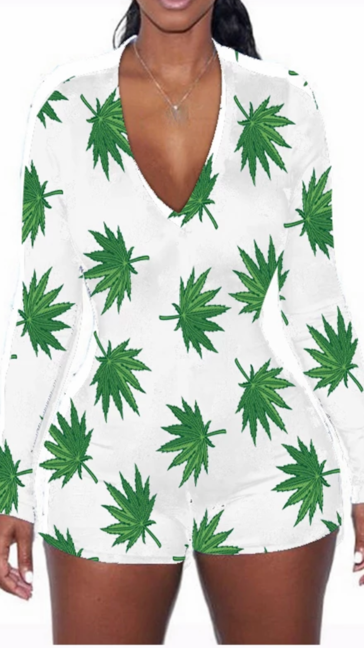 Sexy One Piece Weed Plant Lounge Wear Romper