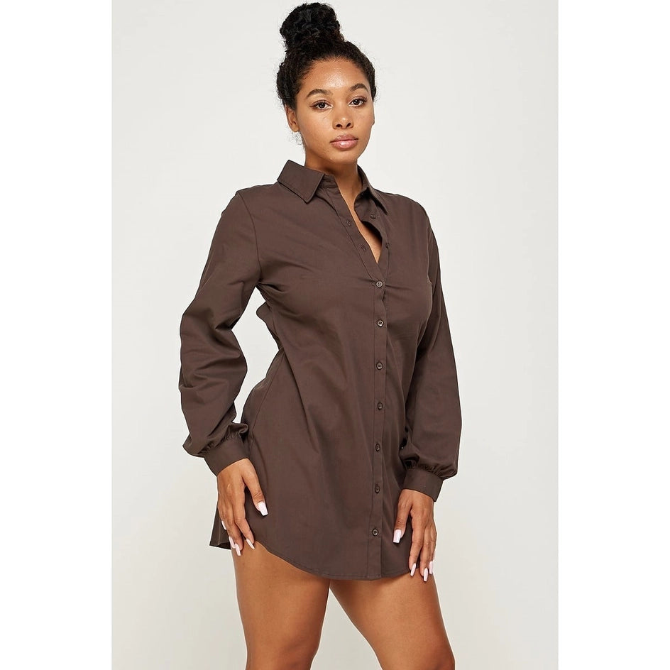 Sexy Careless Mini Long Sleeve Button Up Dress