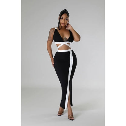 Sexy Sleek Sophistication Crop Top High-Waist Skirt Set