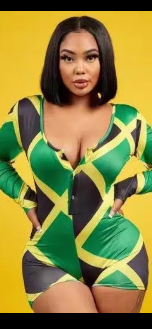 Sexy One Piece Jamaican Flag Romper