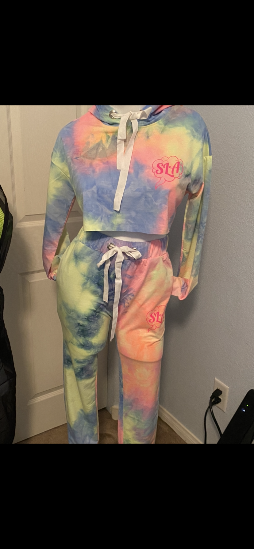 Sexy Tie Die Crop Lounge Wear Hoodie/Joggers W/ Logo