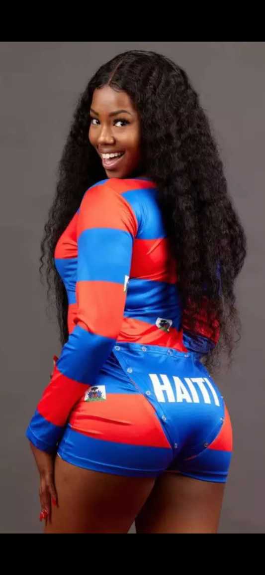 Sexy One Piece Haitian Flag Romper