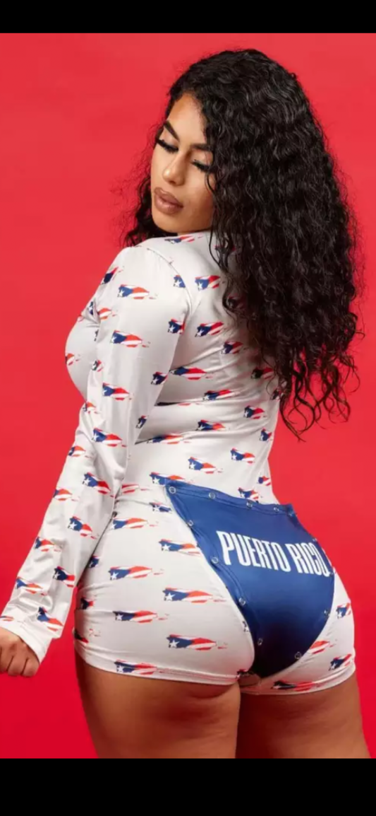 Sexy One Piece Puerto Rican Flag Romper