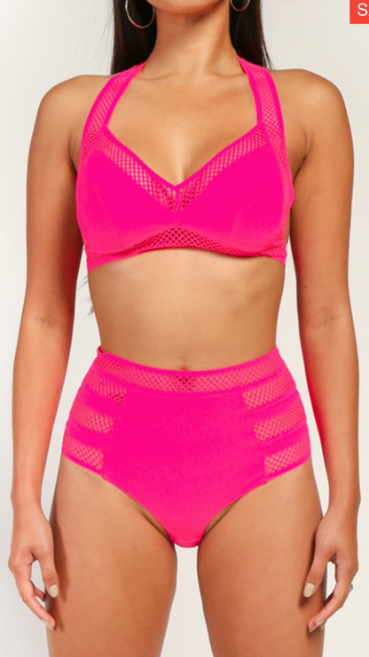 Sexy Neon Mesh Lounge Wear Bralette /Shorts Set